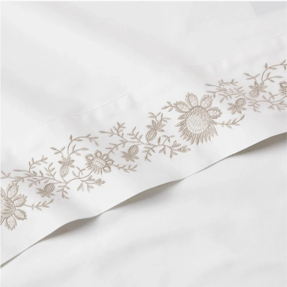 Ralph Lauren Eloise Embroidery Organic Cotton Duvet in Platinum Full/Queen $650